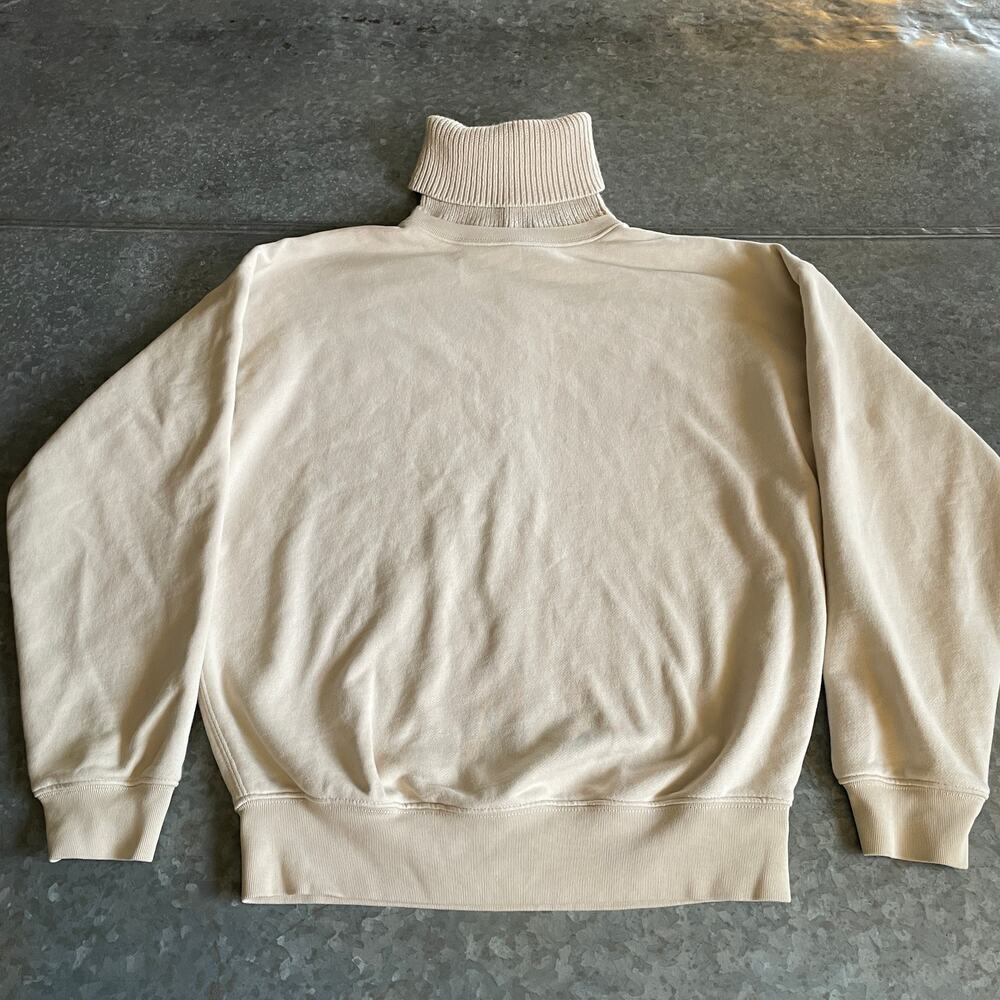 Helmut Lang Oversized Ribbed Knit Turtleneck Sweatshirt Sweater Womens XS Cream - Picture 1 of 10